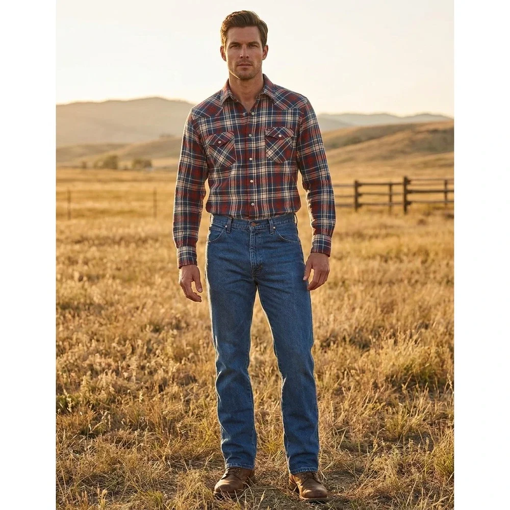 Wrangler Jeans Men 40x32 Blue Slim Fit Cowboy Cut Western Rugged Workwear 936DEN